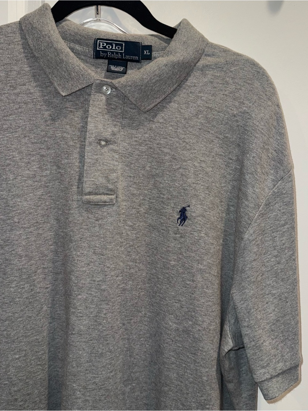Polo Ralph Lauren Men's Gray Solid Short Sleeve Polo Shirt XL Button Logo